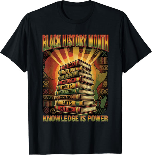 Black History Month Vintage Style Knowledge is Power T-Shirt - T-Shirt | Black