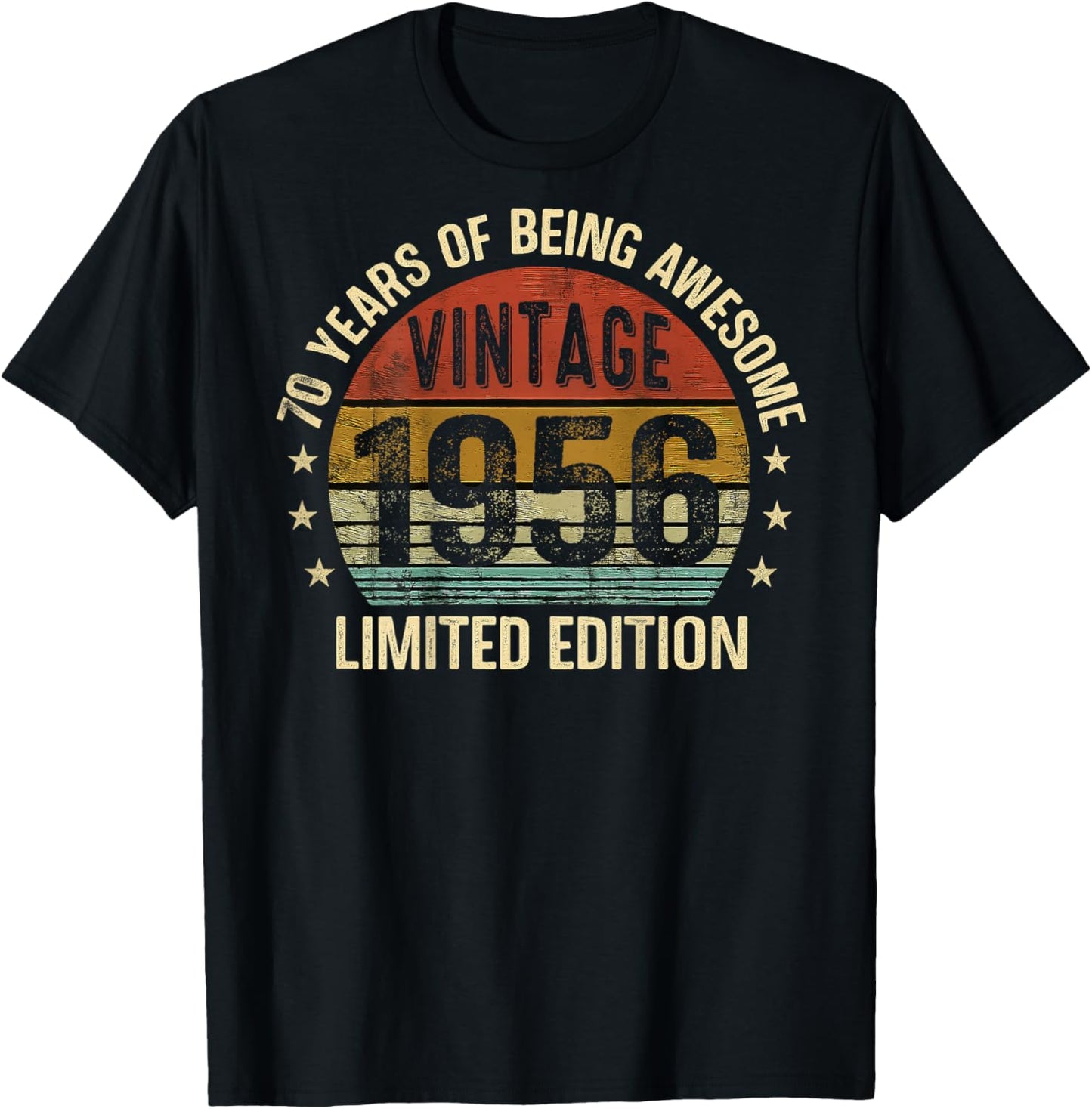 (ON Back) Vintage Awesome Since 1956 Retro 70th Birthday T-Shirt - T-Shirt | Black