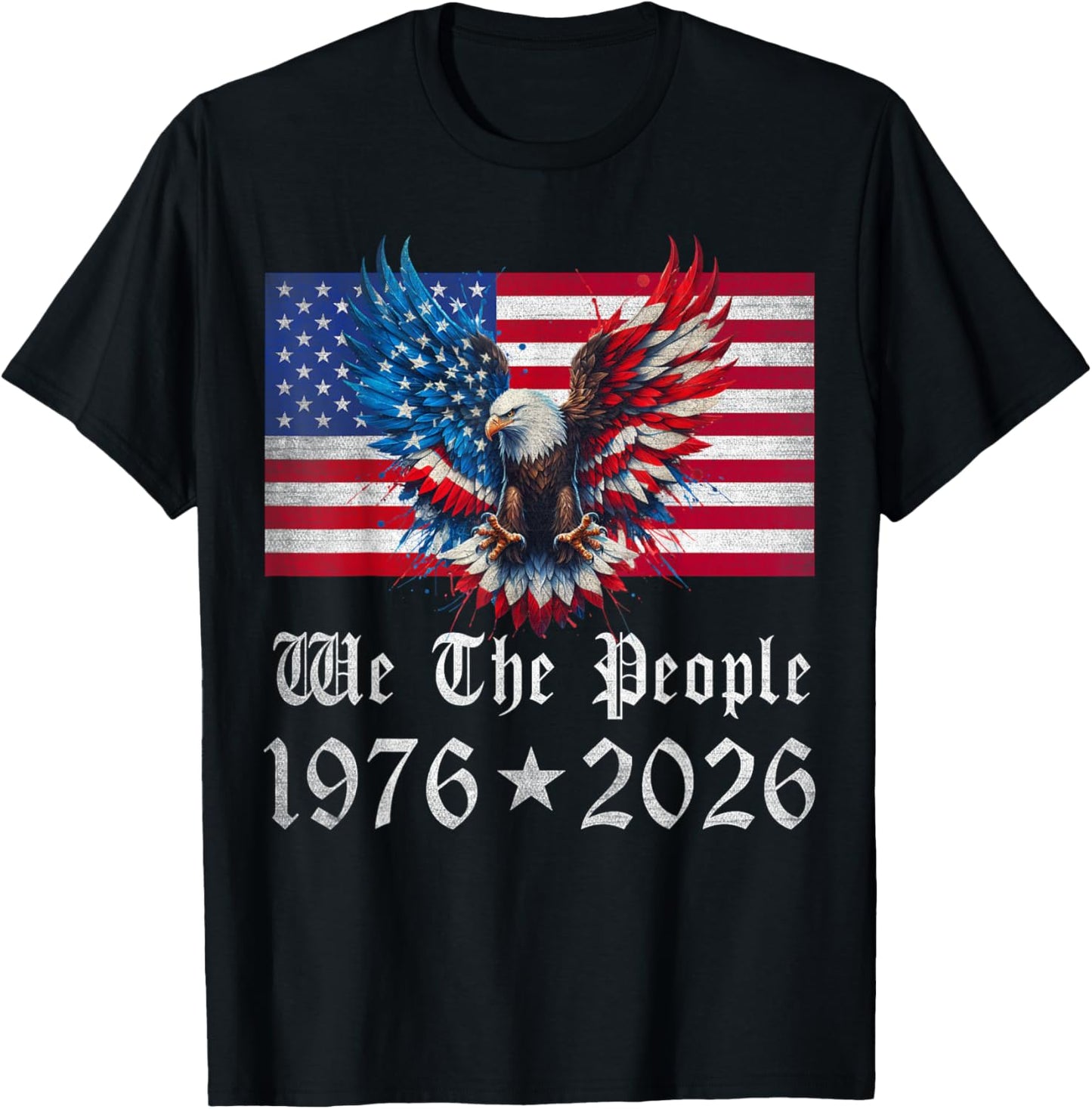 Patriotic Vintage American Flag We The People 1976 USA T-Shirt - T-Shirt | Black