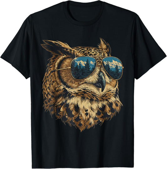 Cool Retro Owl Sunglasses Wildlife Animal Boys Kids T-Shirt - T-Shirt | Black
