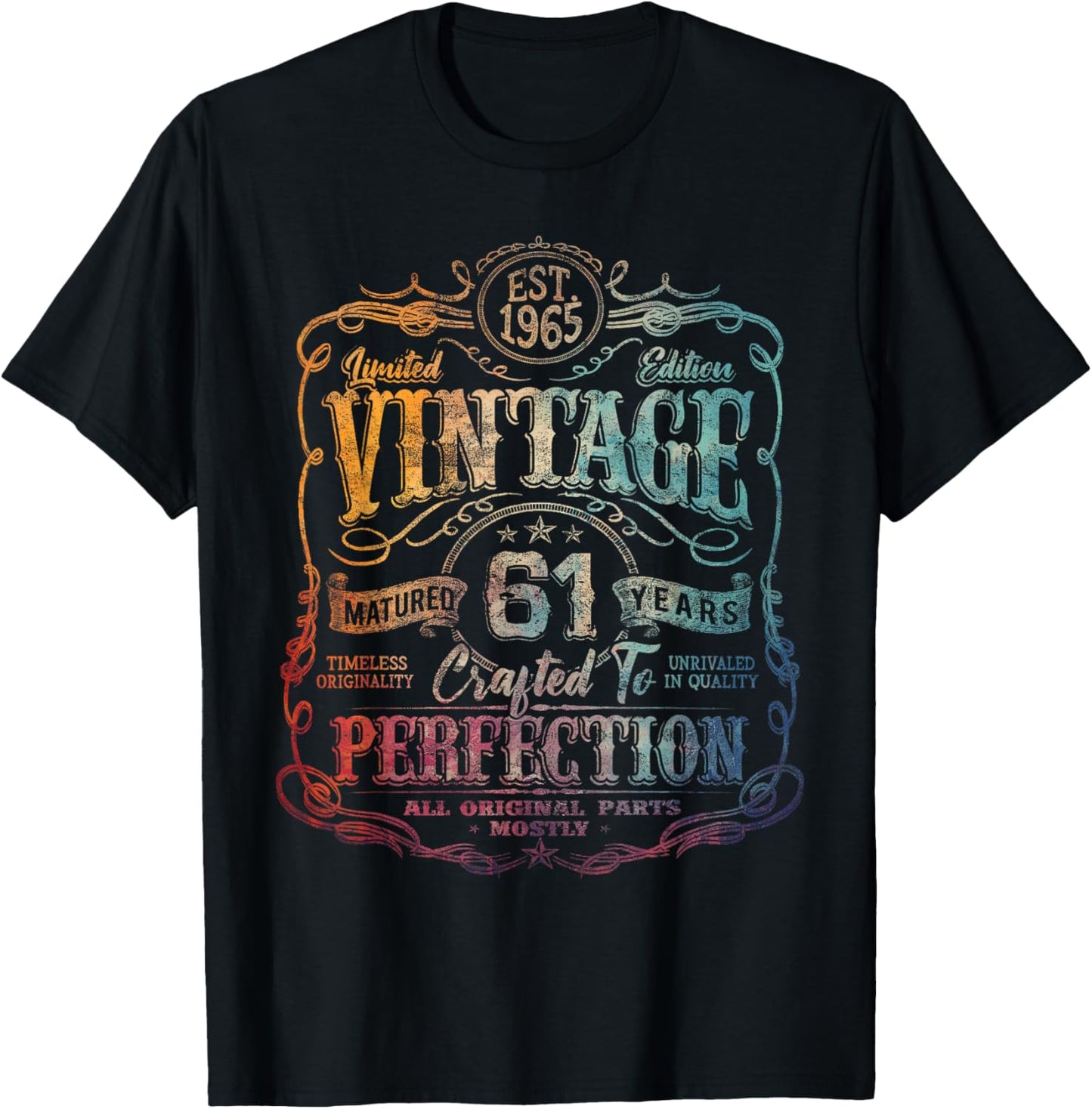 Vintage 1965 Limited Edition Shirt 61 Year Old 61st Birthday T-Shirt - T-Shirt | Black
