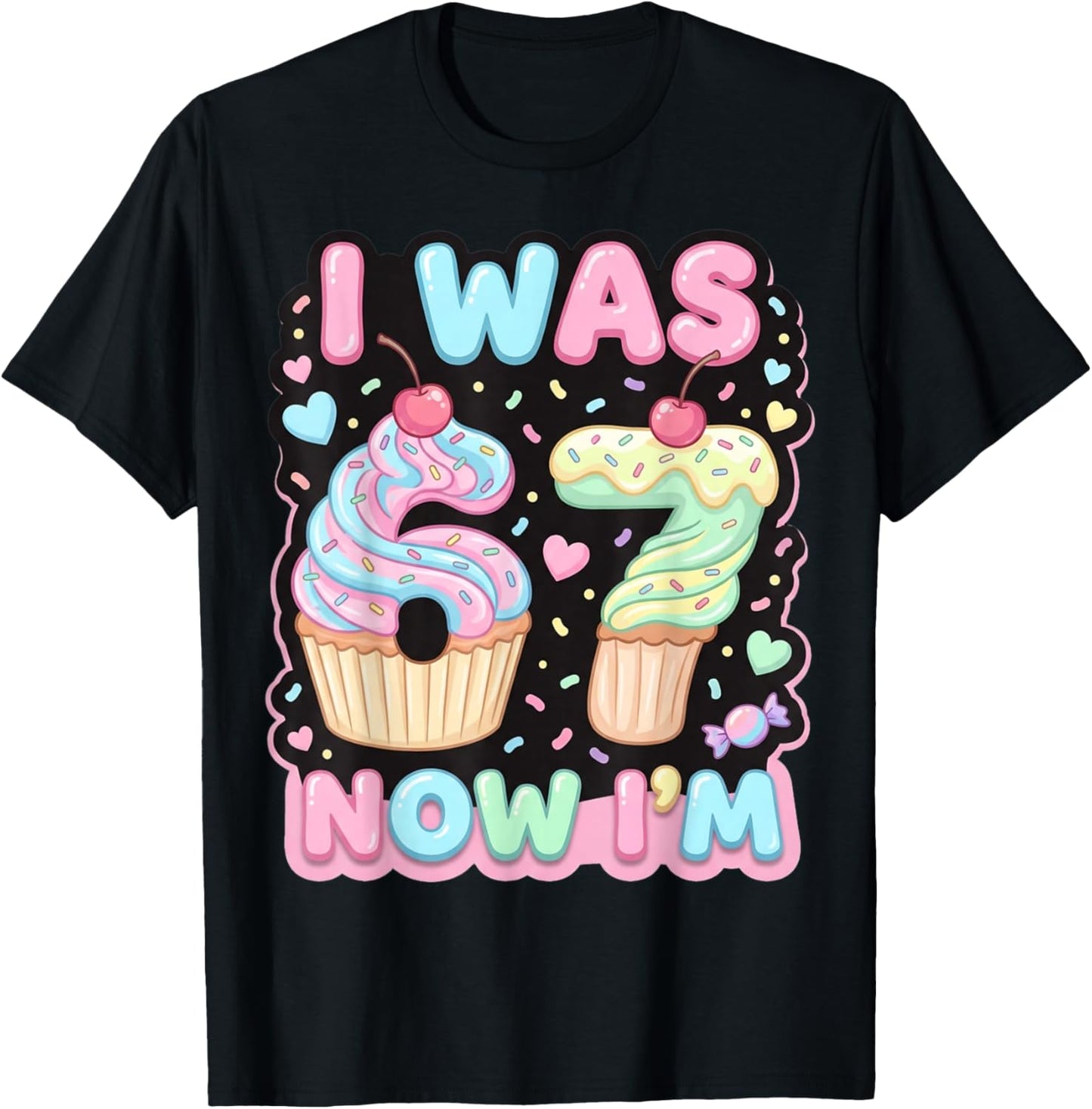 Six Seven Meme 7 Year Old Birthday Shirt was 6 Now I'm 7 T-Shirt - T-Shirt | Black