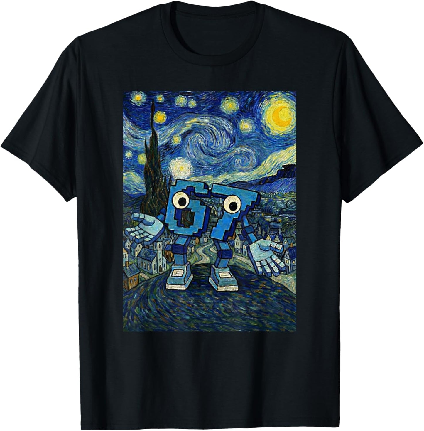 67 Six Seven 6-7 Starry Night Van Gogh Brainrot Slang Meme T-Shirt - T-Shirt | Black