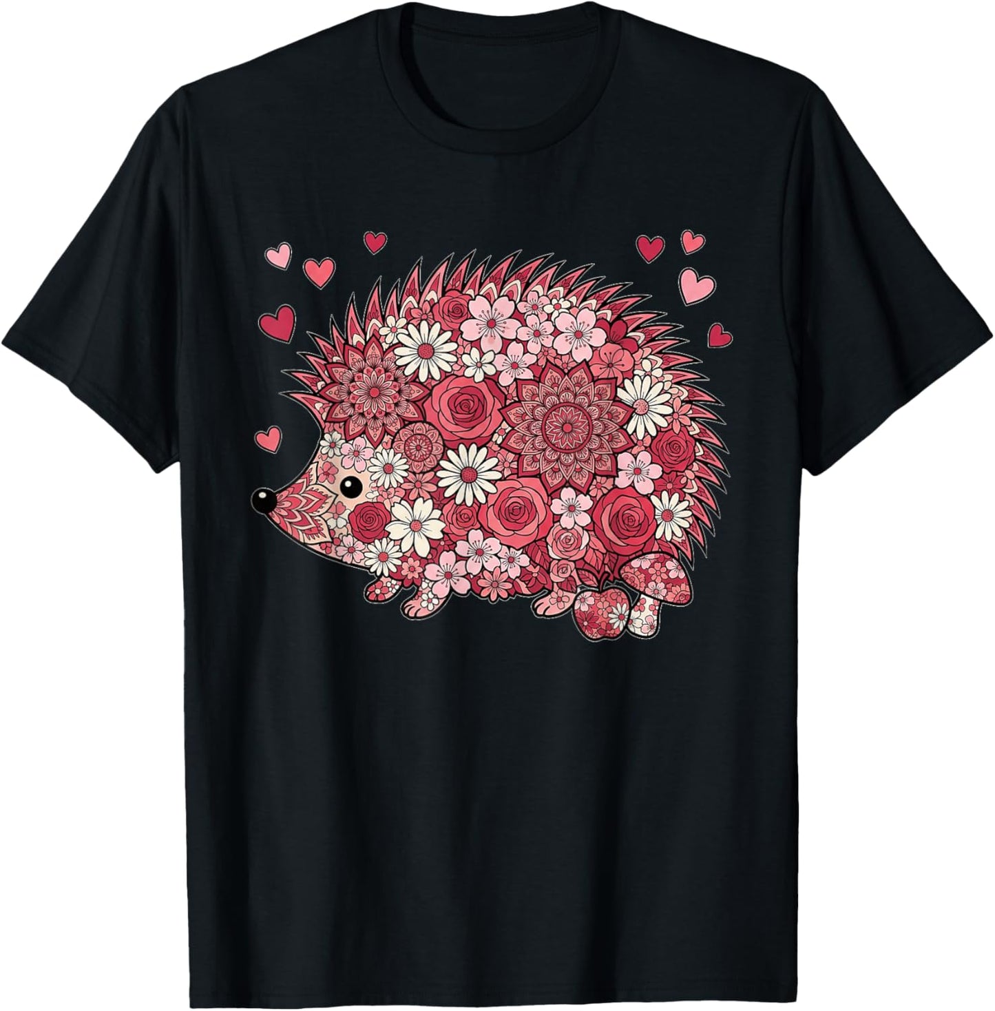 Love Hedgehog Valentine Cute Hedgehogs Lover Valentines Day T-Shirt - T-Shirt | Black