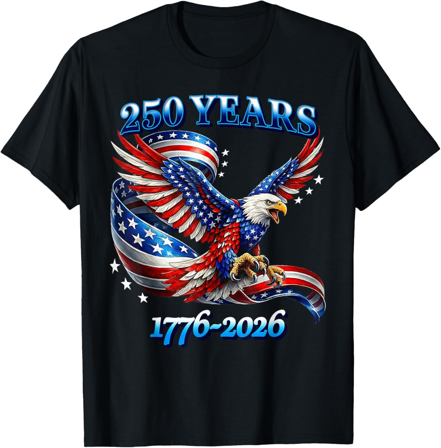 250 Years American 1776 2026 250th USA Birthday 4th of July T-Shirt - T-Shirt | Black