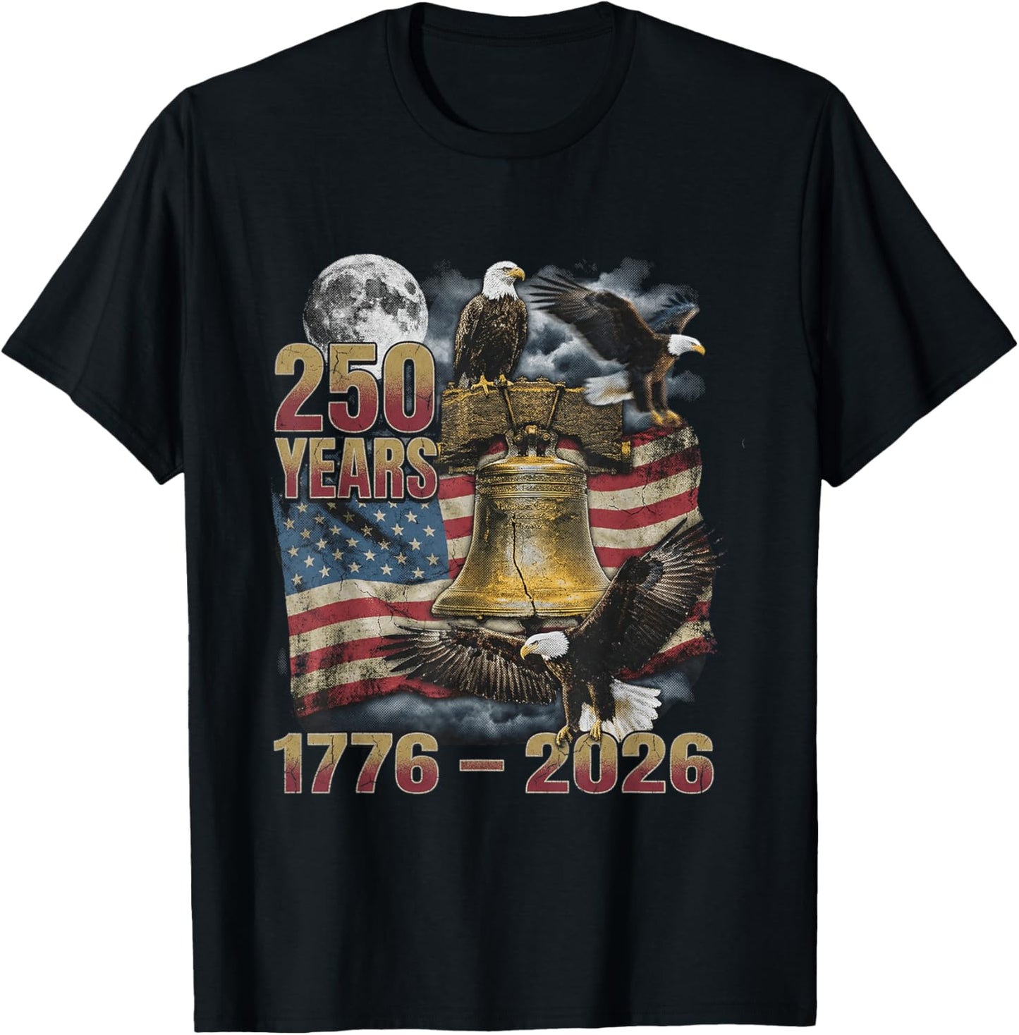 American 250 Years Eagle 1776–2026 T-Shirt - T-Shirt | Black