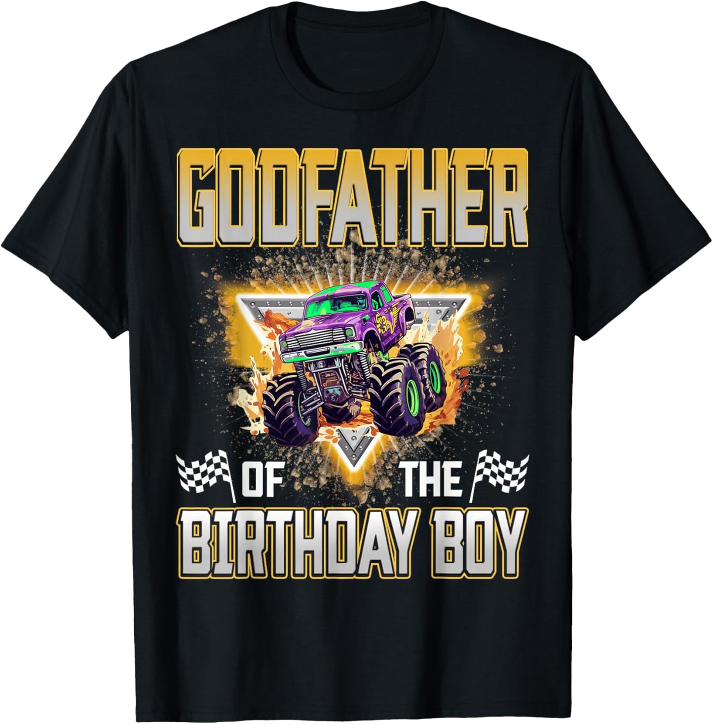 Godfather of The Birthday Boy Monster Truck Birthday Family T-Shirt - T-Shirt | Black