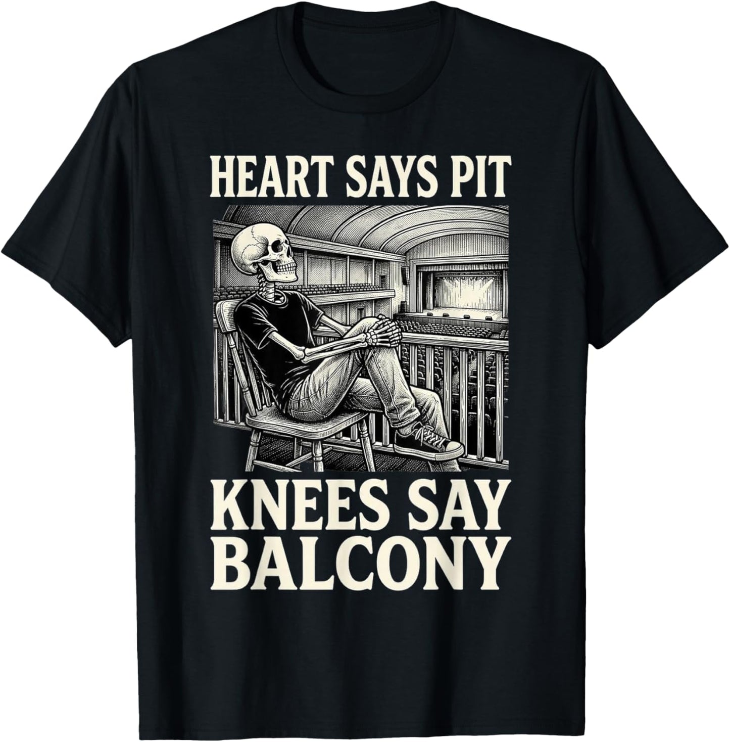 Funny Heart Says Pit Knees Say Balcony T-Shirt - T-Shirt | Black