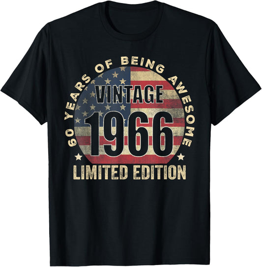 Vintage 1966 Women 60 Year Old Gifts 60th Birthday T-Shirt - T-Shirt | Black