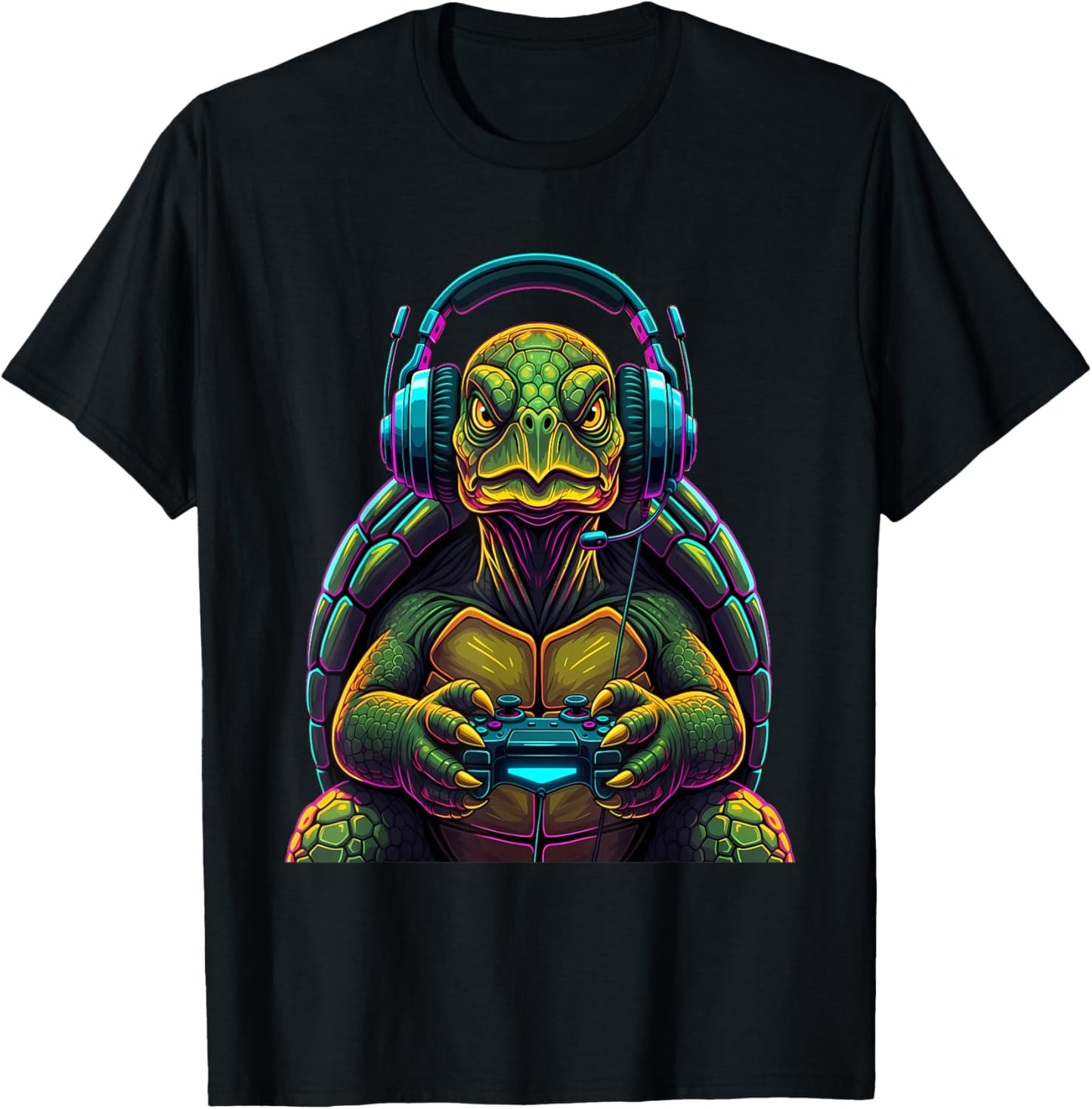Turtle Gaming Animal Video Games Funny Turtle T-Shirt - T-Shirt | Black