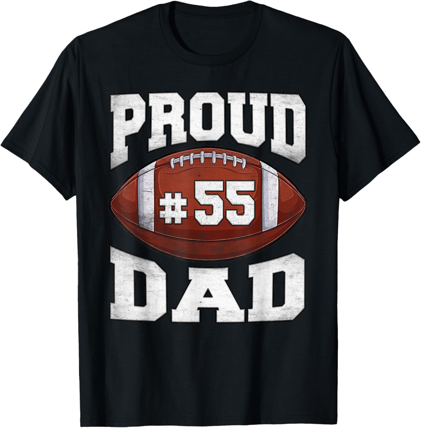 Custom Proud Football Dad Number 55 Personalized Game Day T-Shirt - T-Shirt | Black