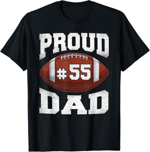 Custom Proud Football Dad Number 55 Personalized Game Day T-Shirt - T-Shirt | Black