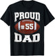 Custom Proud Football Dad Number 55 Personalized Game Day T-Shirt - T-Shirt | Black