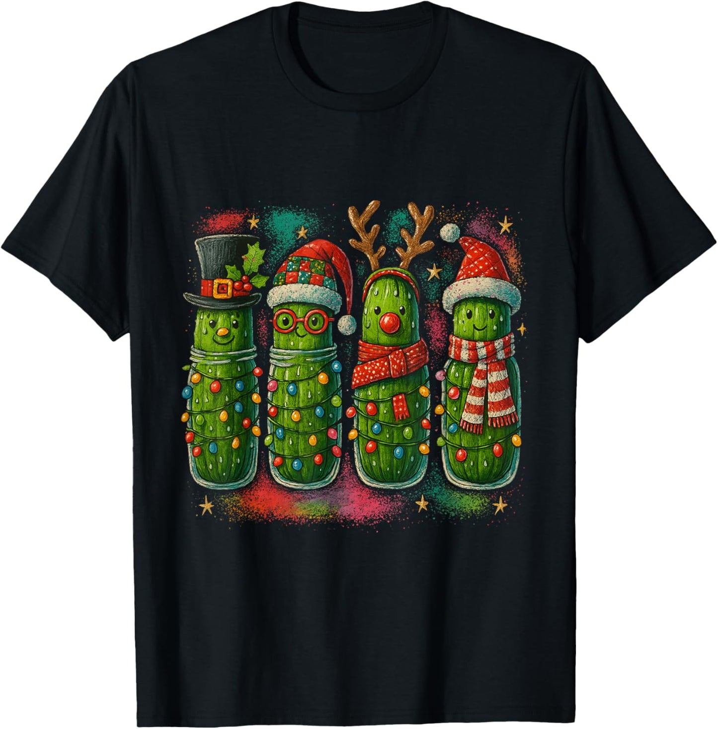 Funny Christmas Pickles – Festive Holiday Veggie T-Shirt - T-Shirt | Black