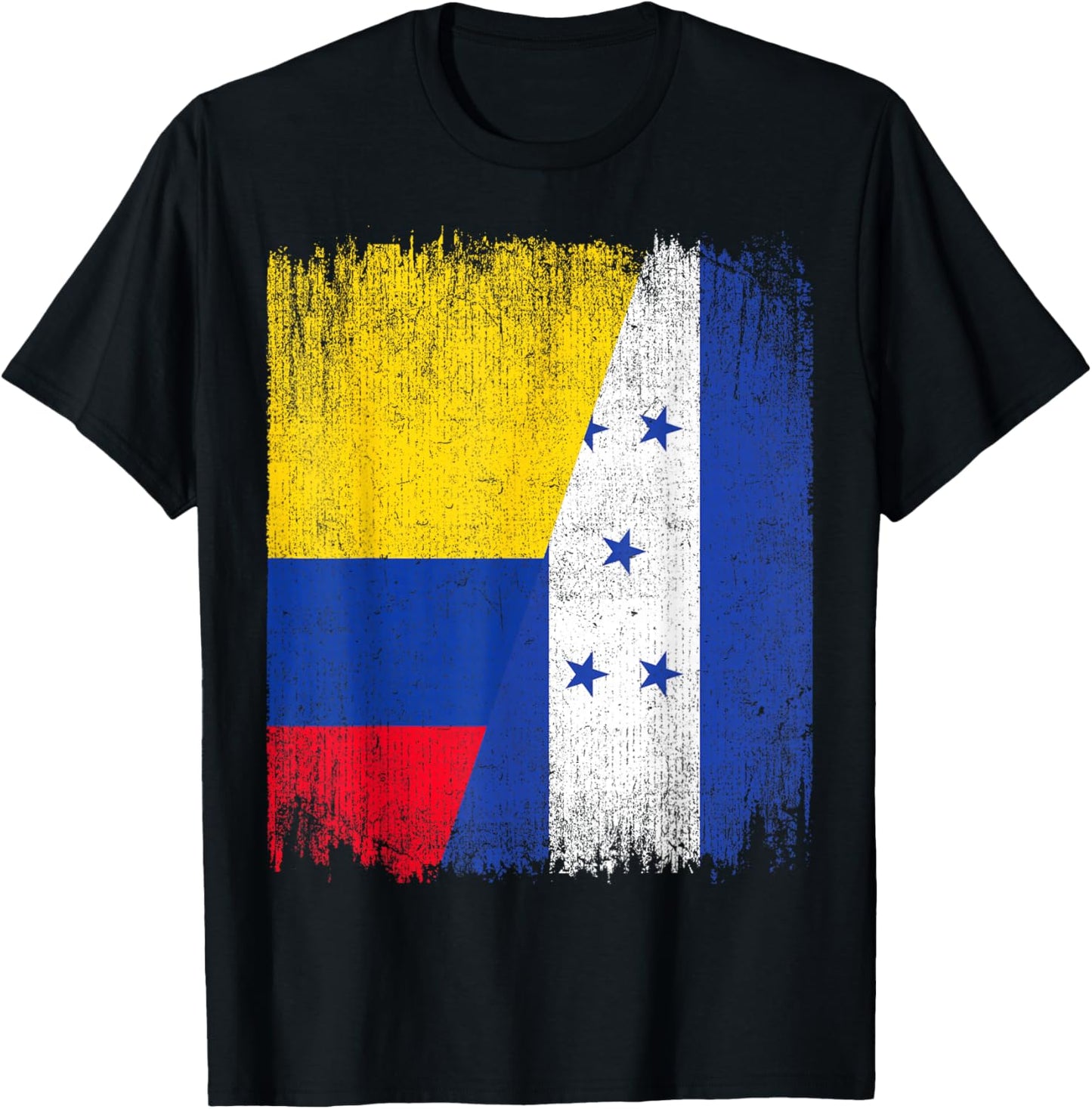 Half Colombia Honduras Flag Colombian Honduran Pride Roots T-Shirt - T-Shirt | Black