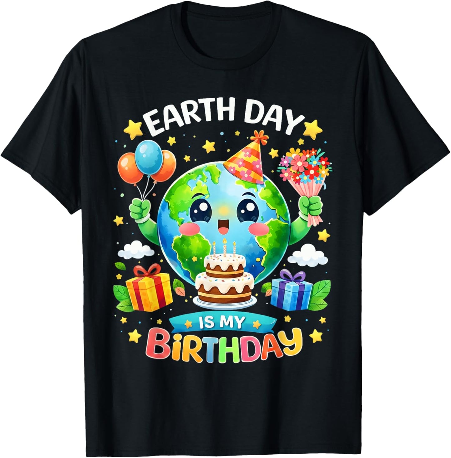 Earth Day is My Birthday Environment Party Men Women Kids T-Shirt - T-Shirt | Black