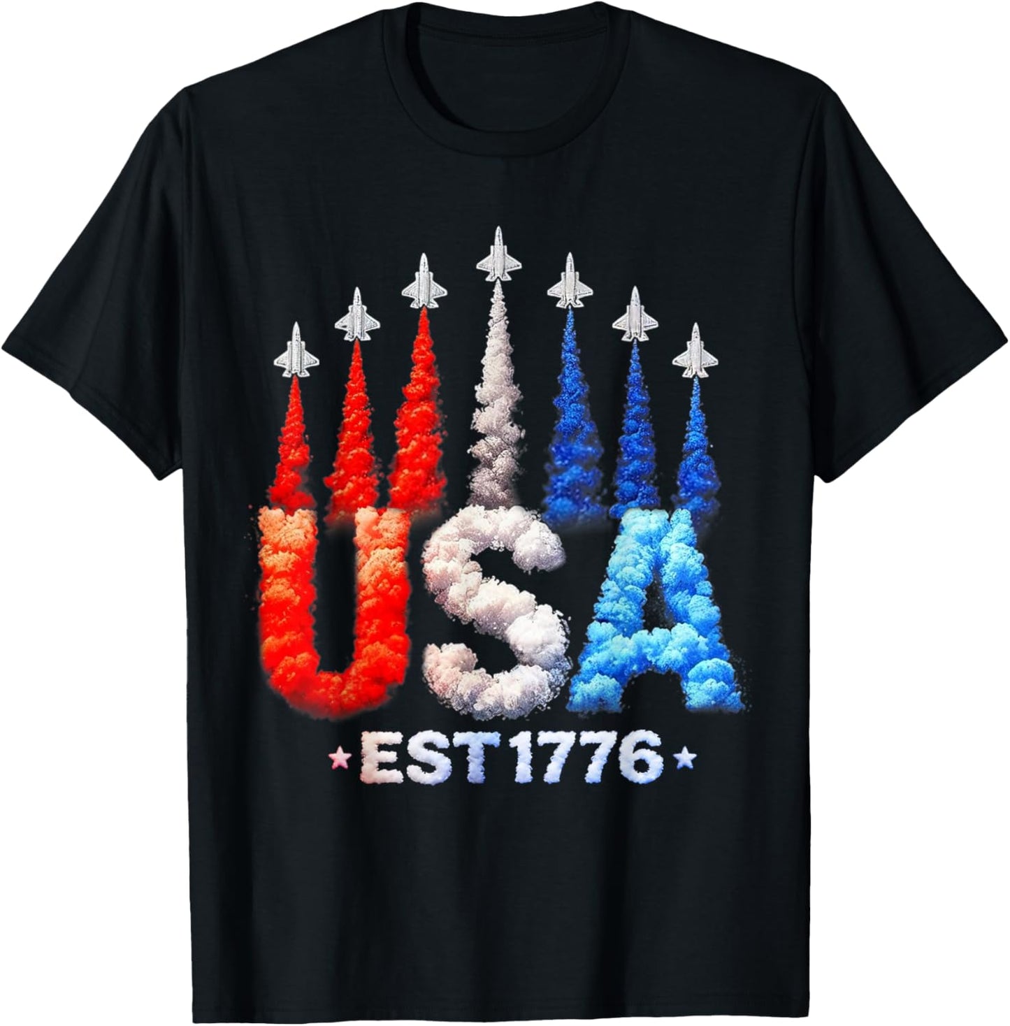 4th of July Fighter Jets USA Patriotic Shirts Women T-Shirt - T-Shirt | Black