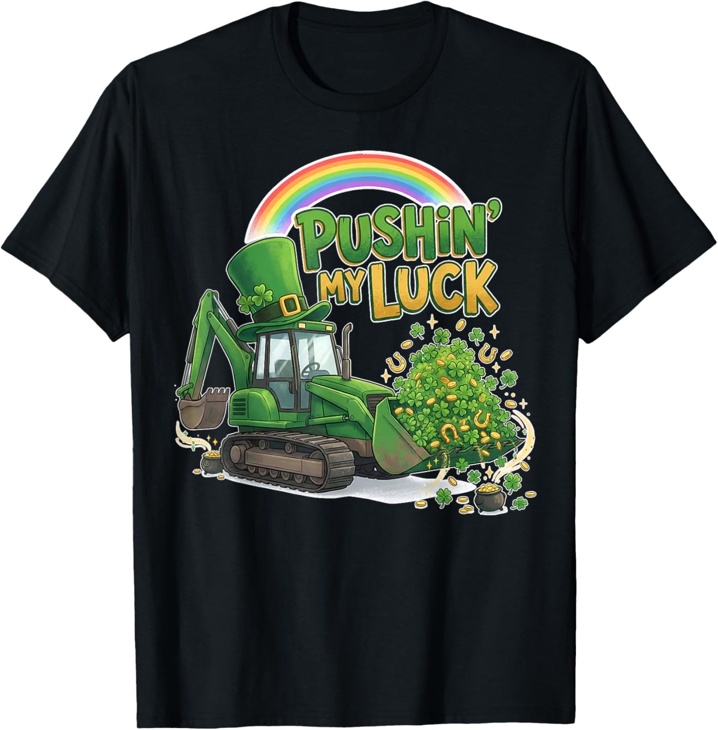 Pushing My Luck Tractor St Patricks Day Boys Toddler Kids T-Shirt - T-Shirt | Black