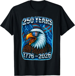 250 Years American 1776 2026 250th USA Birthday 4th of July T-Shirt - T-Shirt | Black