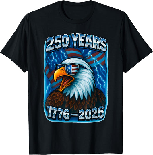 250 Years American 1776 2026 250th USA Birthday 4th of July T-Shirt - T-Shirt | Black