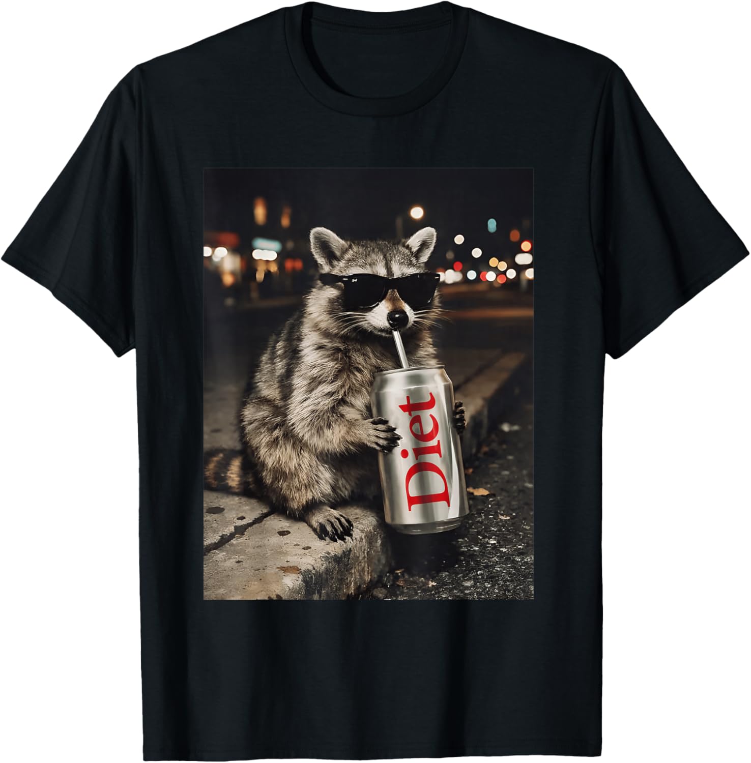 Raccoons Diet Soda Funny Animal Meme Genz Dank Raccoon Meme T-Shirt - T-Shirt | Black