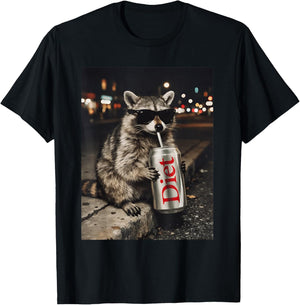 Raccoons Diet Soda Funny Animal Meme Genz Dank Raccoon Meme T-Shirt - T-Shirt | Black