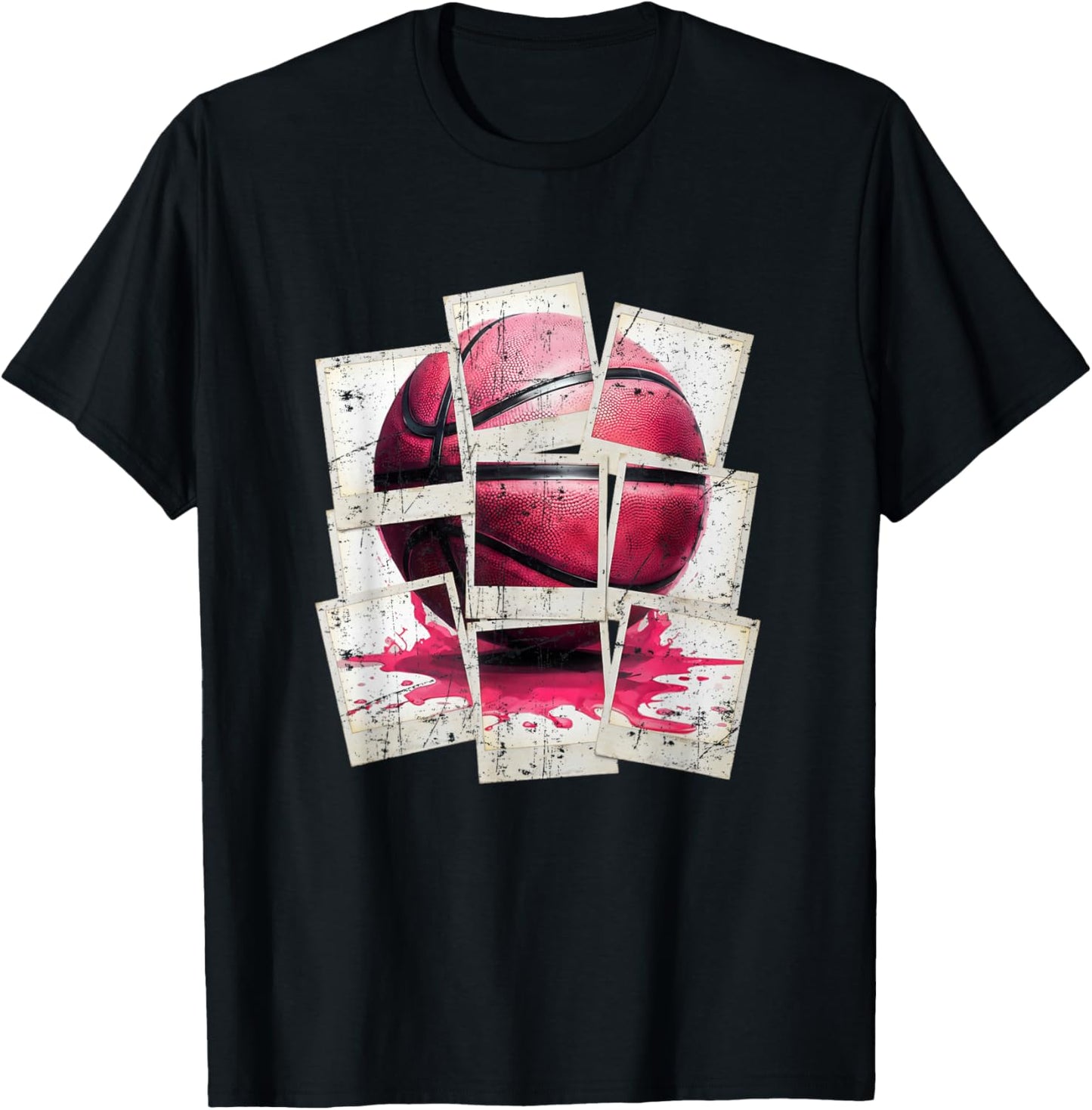 Vintage Pink Basketball Drip Toddler Girl T-Shirt - T-Shirt | Black