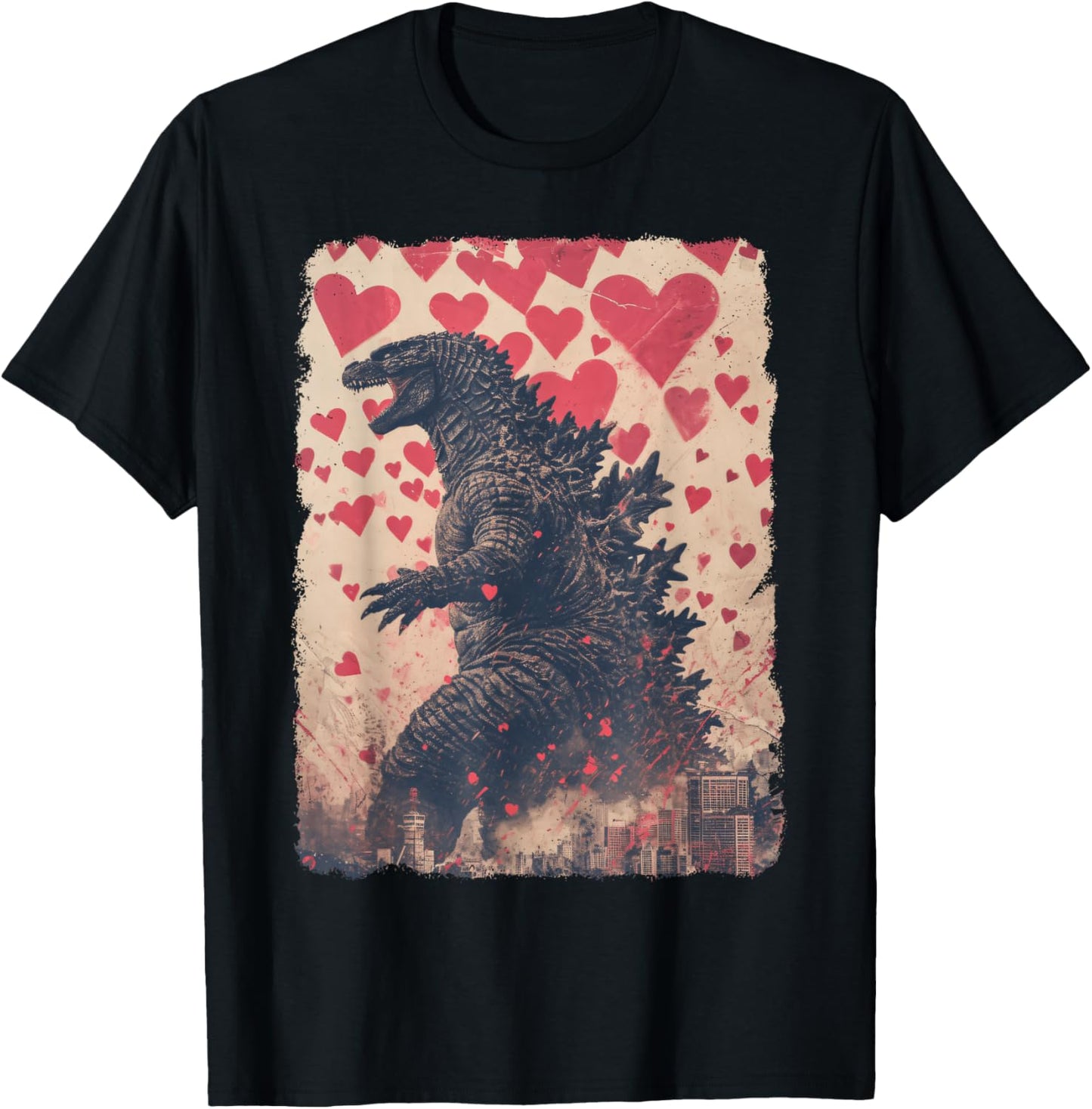 Japanese Monster Funny Kaiju Valentine Men Women Kids T-Shirt - T-Shirt | Black