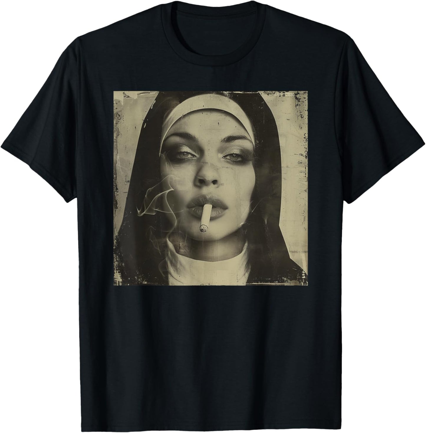 Hot Nun Smoking, Rebellious Nun T-Shirt - T-Shirt | Black