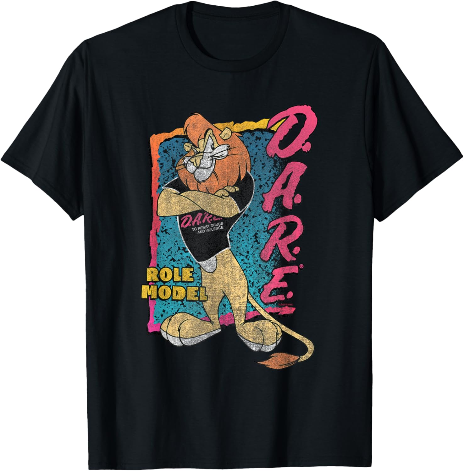 D.A.R.E. Program 90's Style Daren The Lion Role Model PSA T-Shirt - T-Shirt | Black