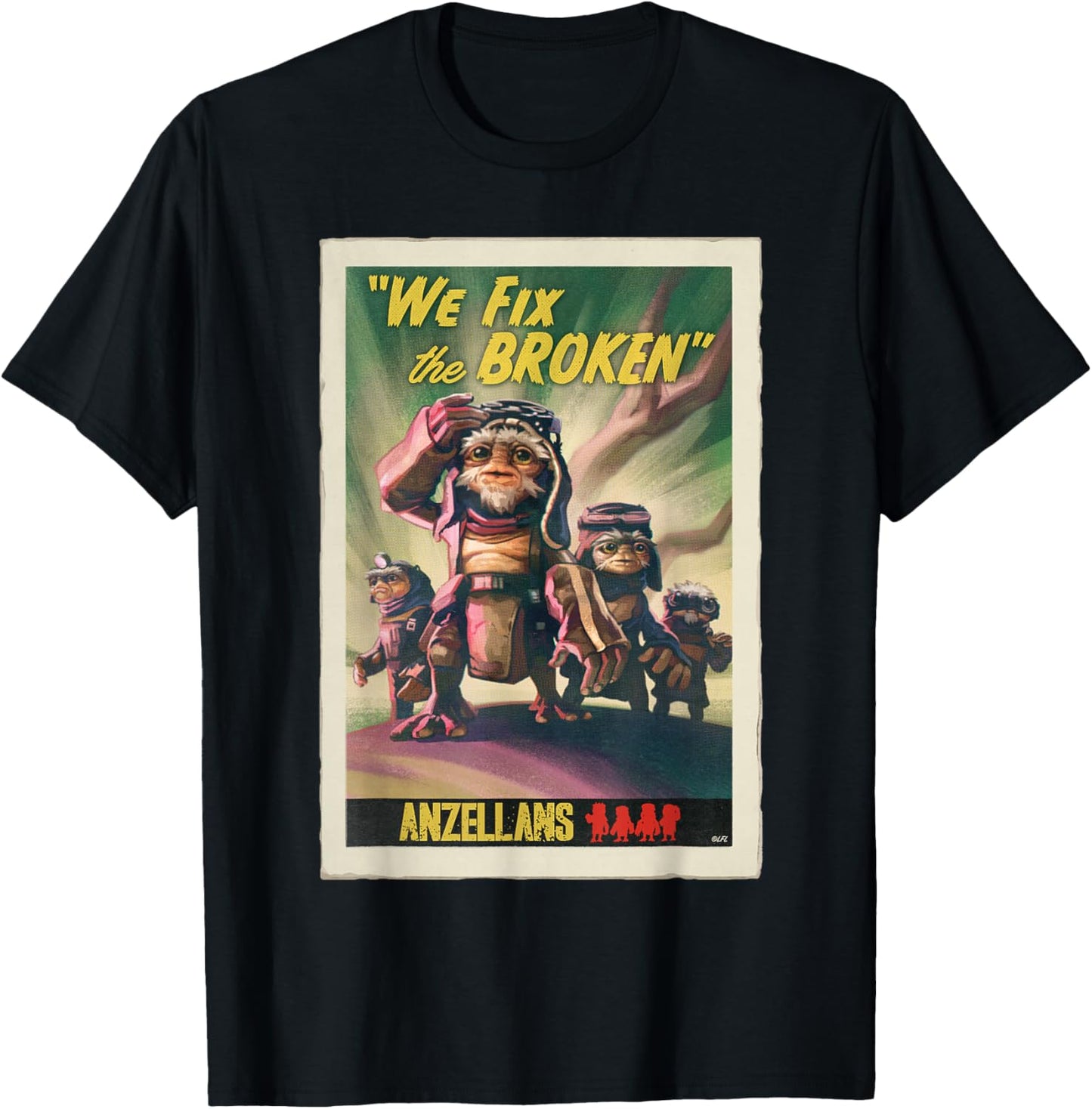 Star Wars The Mandalorian and Grogu Anzellans Fix the Broken T-Shirt - T-Shirt | Black