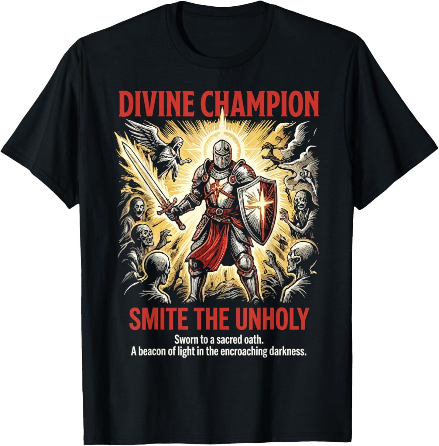 Paladin Divine Champion Tabletop Dark RPG Fantasy Gamer T-Shirt - T-Shirt | Black