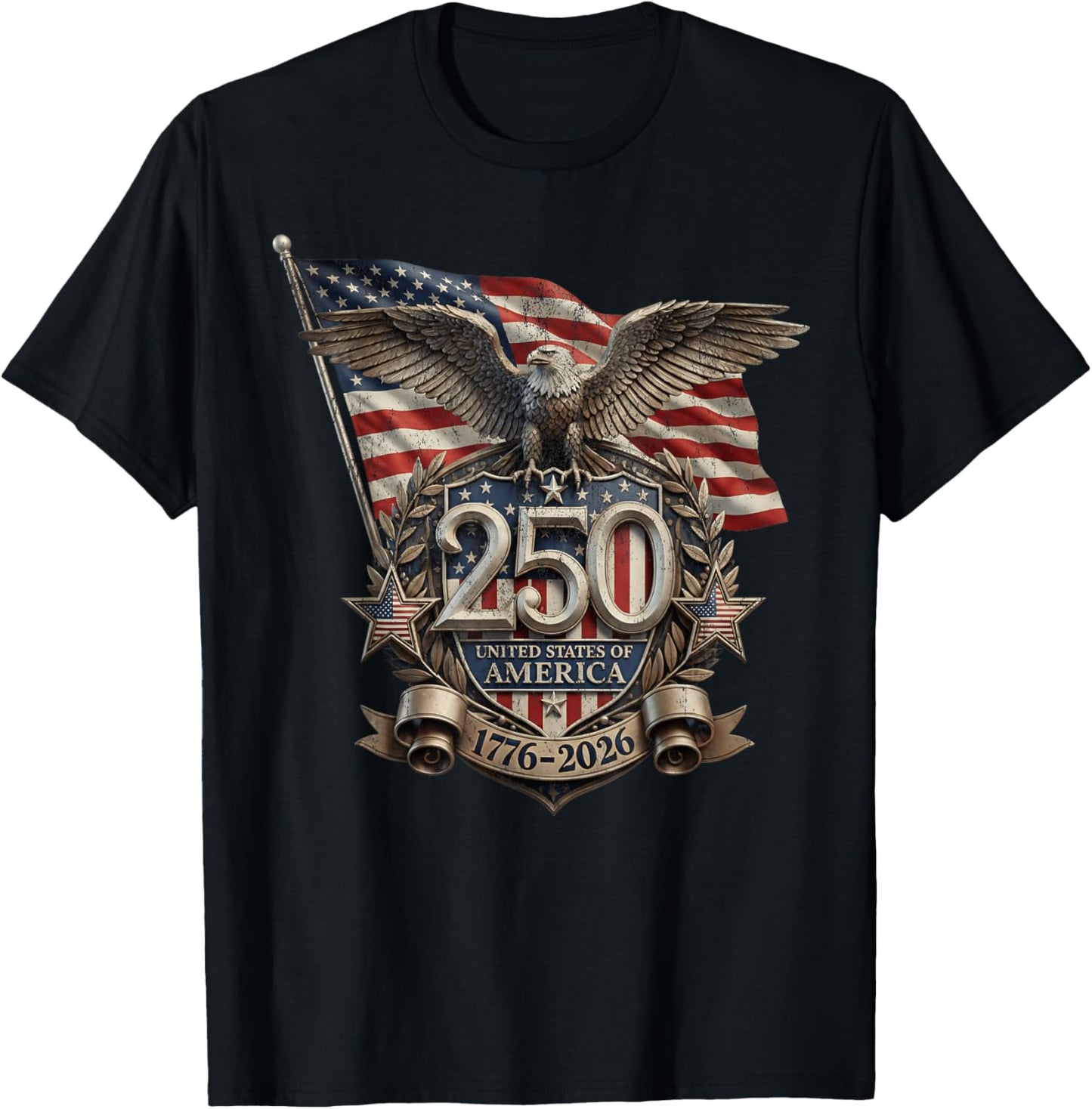 United States of America 250 Anniversary 1776 to 2026 T-Shirt - T-Shirt | Black