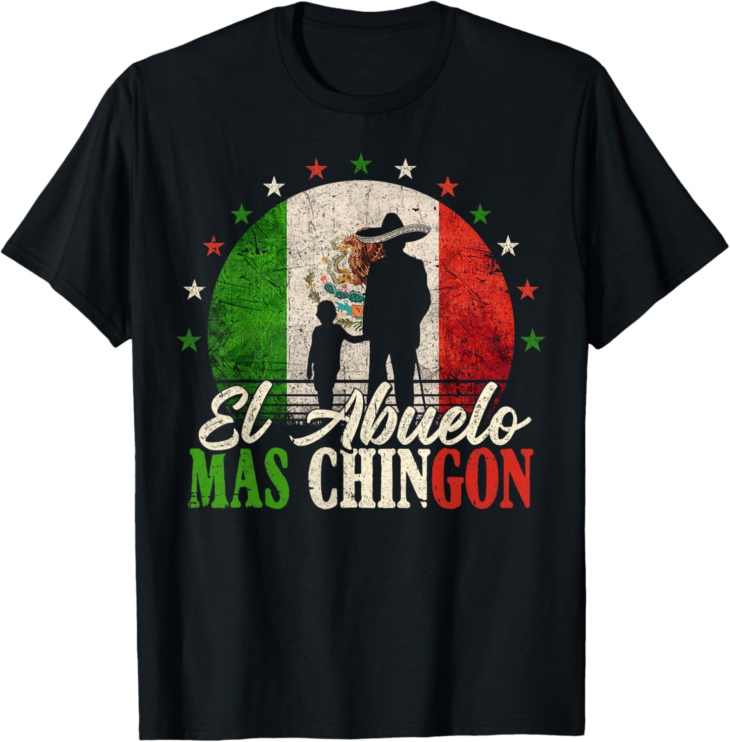El Abuelo Mas Chingon Mexican Flag Grandpa Cinco De Mayo Men T-Shirt - T-Shirt | Black