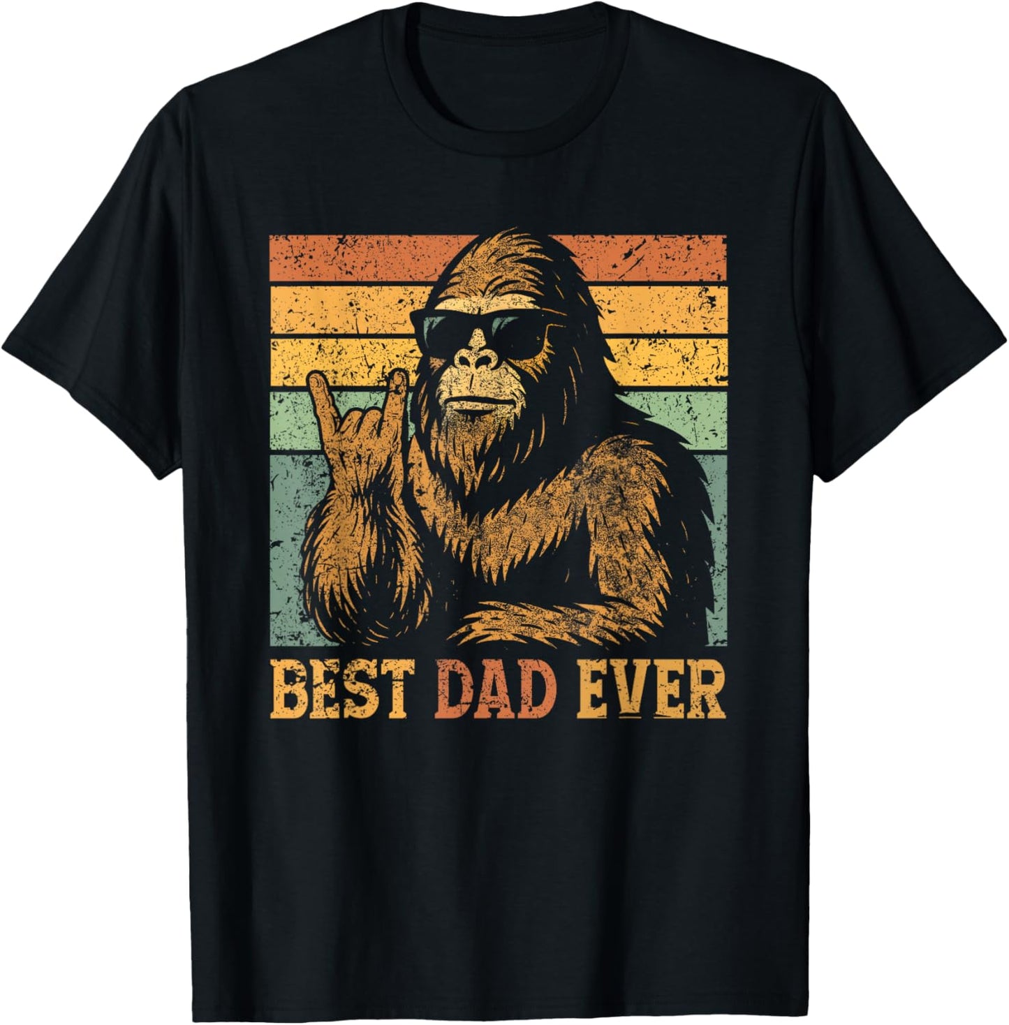 Best Dad Ever Bigfoot Dad Sasquatch Dad Funny Fathers Day T-Shirt - T-Shirt | Black