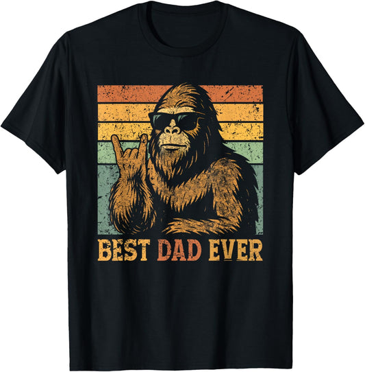 Best Dad Ever Bigfoot Dad Sasquatch Dad Funny Fathers Day T-Shirt - T-Shirt | Black