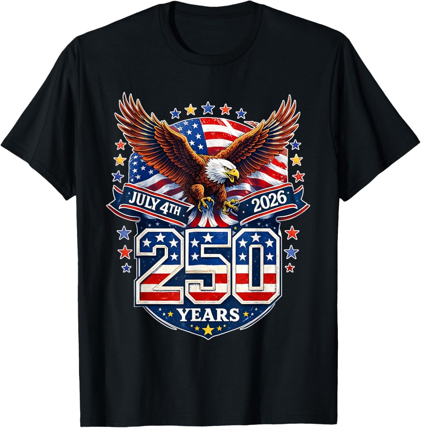 250 Years American 1776 2026 250th USA Birthday 4th of July T-Shirt - T-Shirt | Black