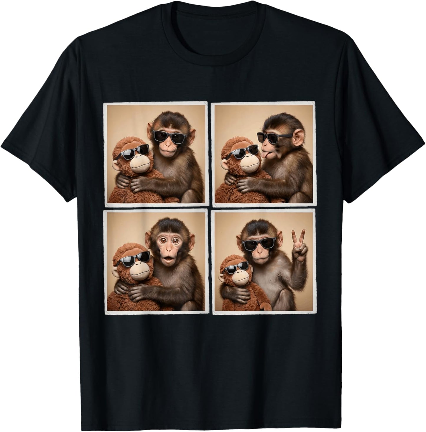 Panchi Kun Viral Video Meme Baby Monkey Punch Photobooth T-Shirt - T-Shirt | Black