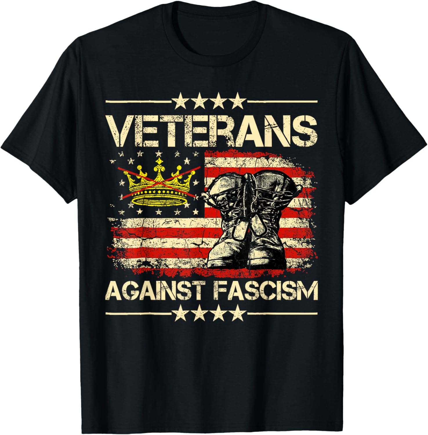 Vintage Veterans Against Fascism Men Women T-Shirt - T-Shirt | Black