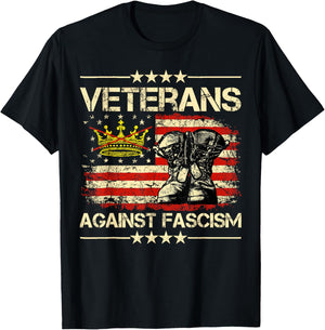 Vintage Veterans Against Fascism Men Women T-Shirt - T-Shirt | Black
