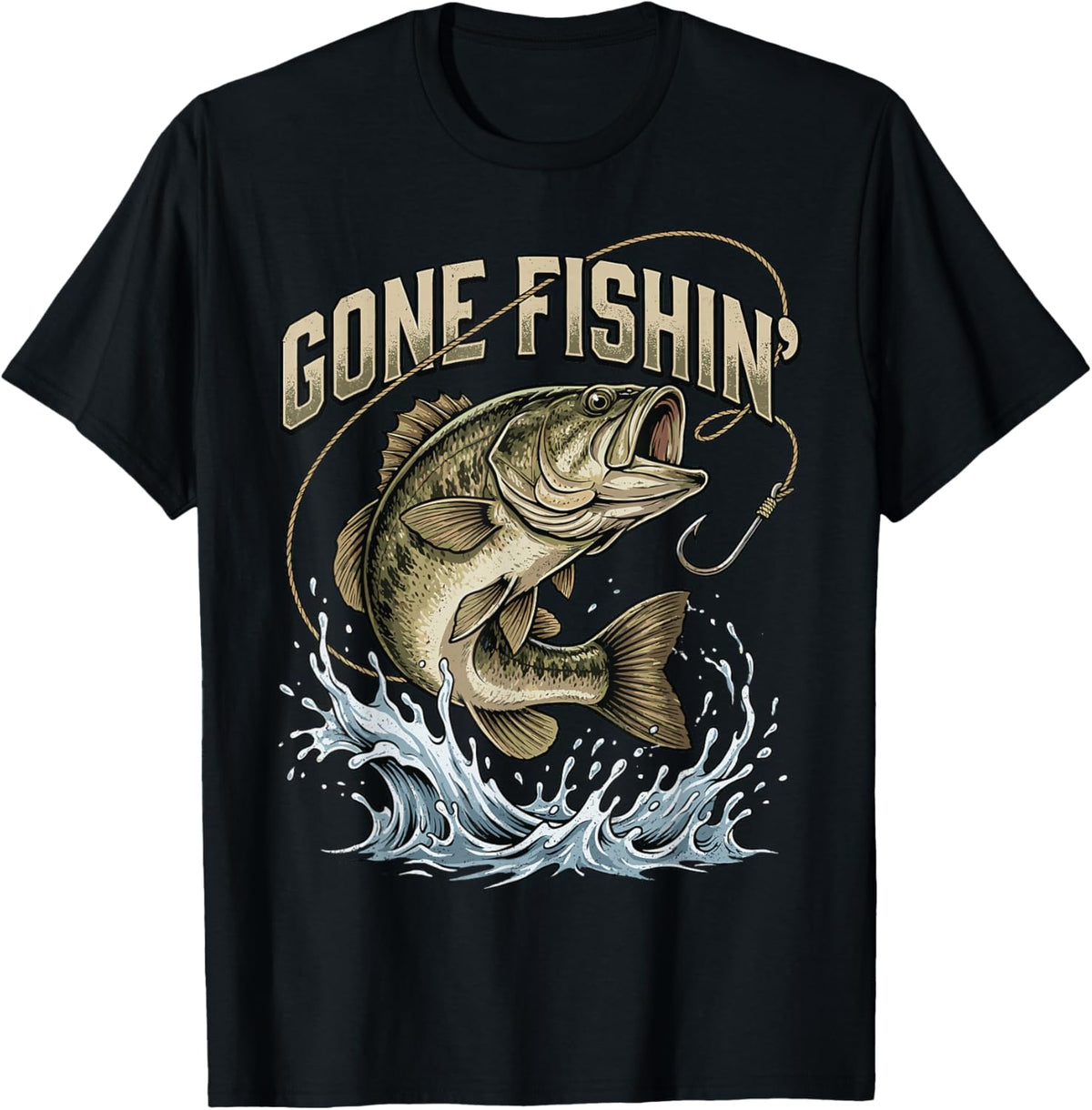 Gone Fishing Boys Kids Toddler Funny Men Outdoors Adventure T-Shirt - T-Shirt | Black