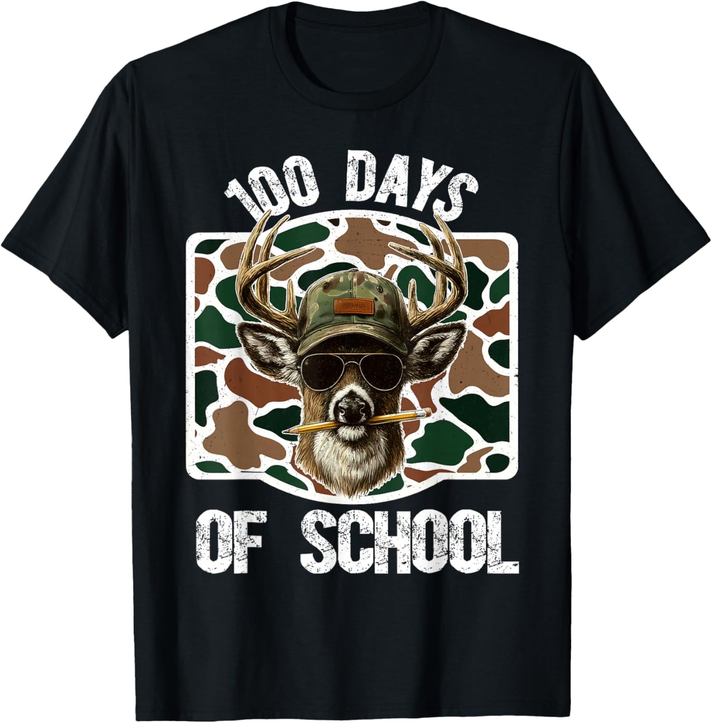 100 Days of School Deer Hunting Deer Camo Hunter Boys T-Shirt - T-Shirt | Black