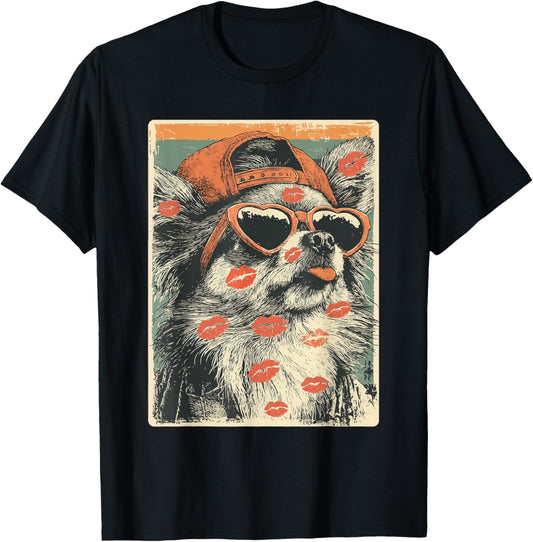 Cute Chihuahua Dog with Sunglasses Kisses Valentine's Day T-Shirt - T-Shirt | Black