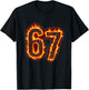 Six Seven Flame 67 Meme - Funny Gen Alpha 6 7 T-Shirt - T-Shirt | Black
