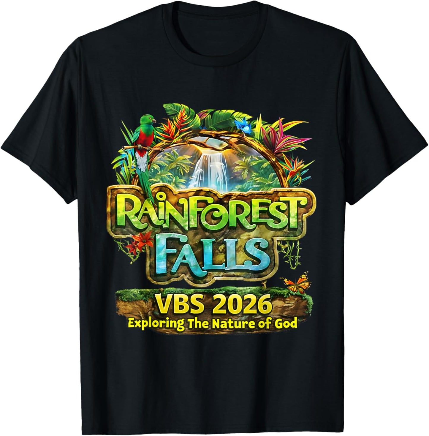 Rainforest Falls VBS 2026 Exploring The Nature of God T-Shirt - T-Shirt | Black
