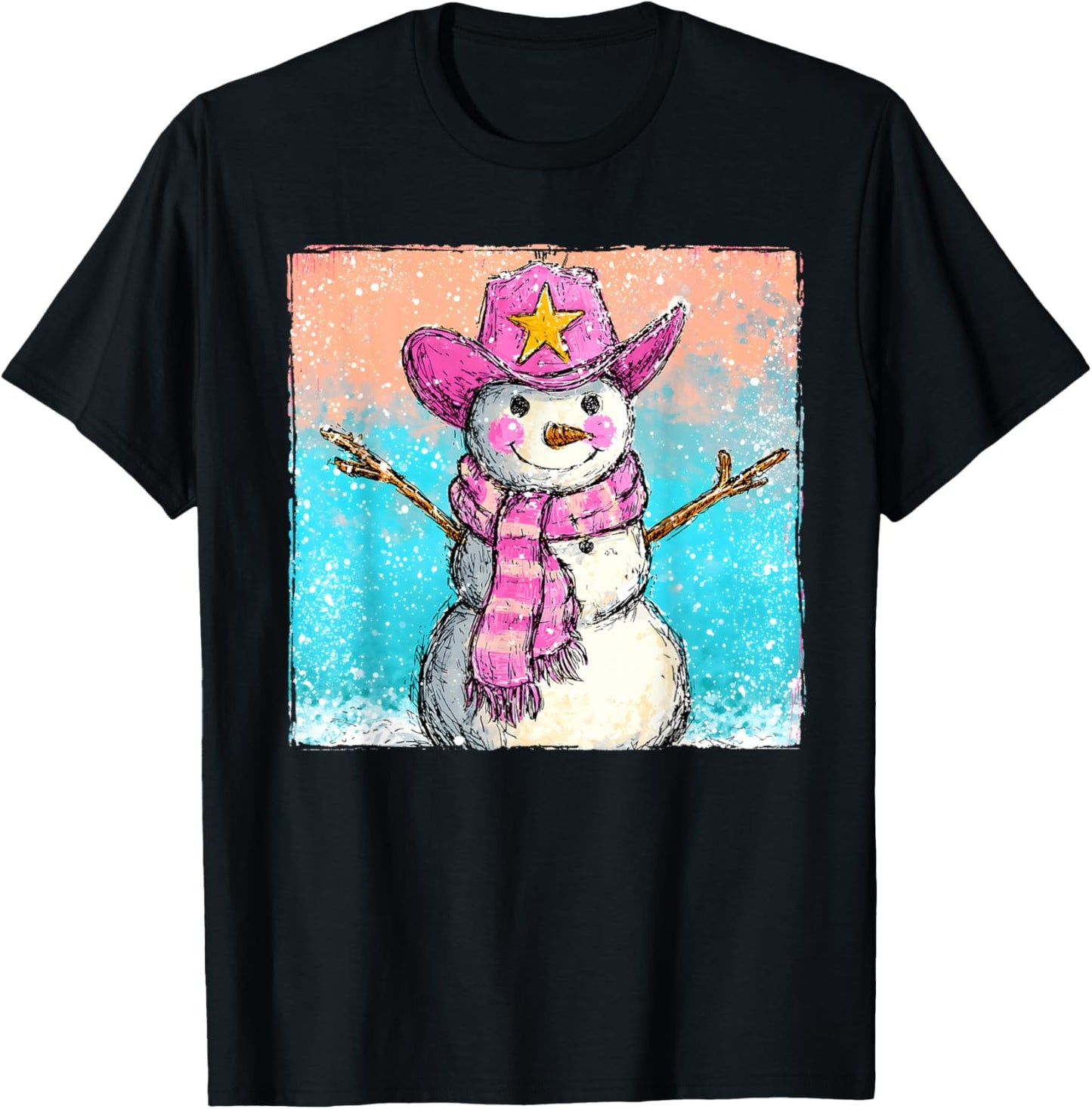 Howdy Snowman Cowboy Western Christmas Men Women Kids T-Shirt - T-Shirt | Black