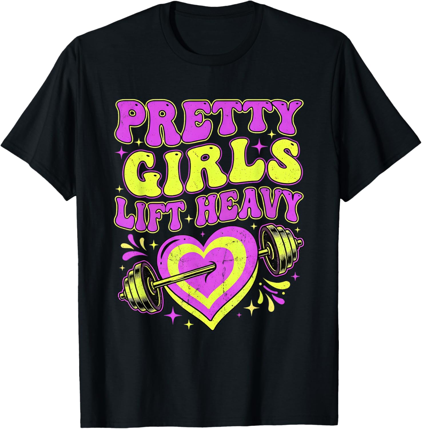Pretty Girls Lift Heavy Retro Gym Workout Fitness T-Shirt - T-Shirt | Black