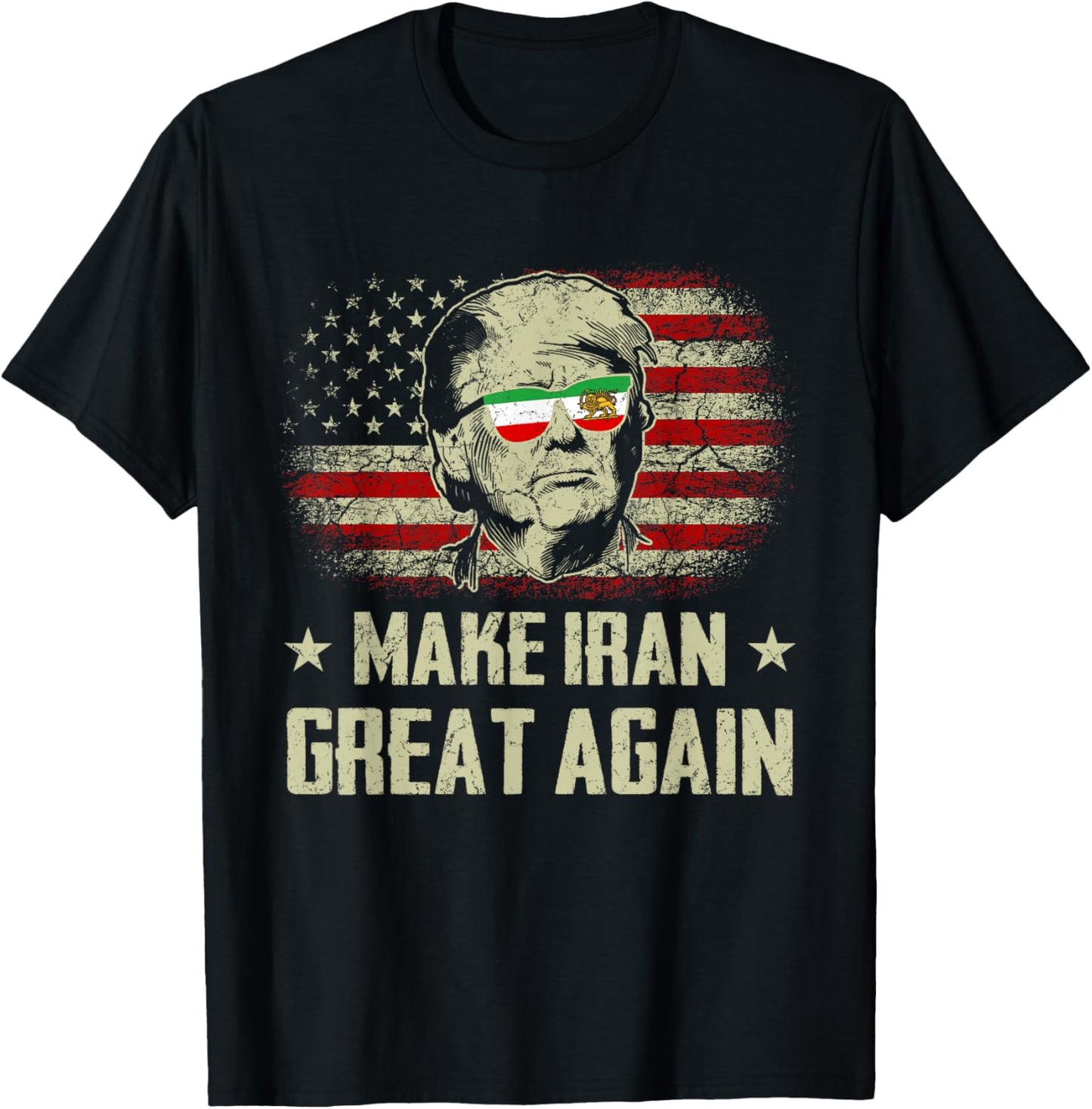 Iranian Flag Make Iran Great Again Lion and Sun Flag MIGA T-Shirt - T-Shirt | Black