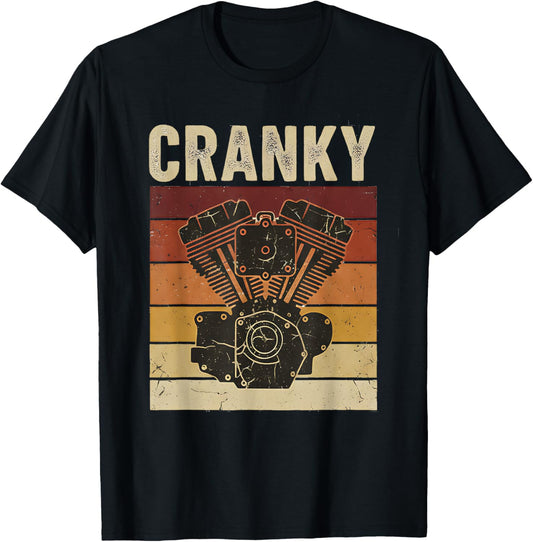 Cranky V-Twin Engine – Retro Biker Mechanic Fathers Day T-Shirt - T-Shirt | Black