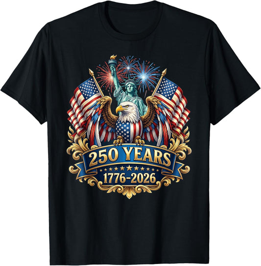 250th Anniversary USA 250 Year America Patriotic 4th of July T-Shirt - T-Shirt | Black